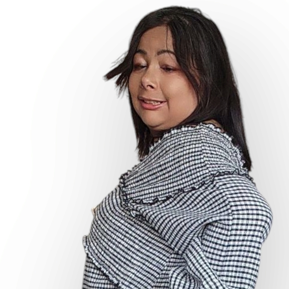 Women's Black and White Off-Shoulder Top - Picture 5 of 15